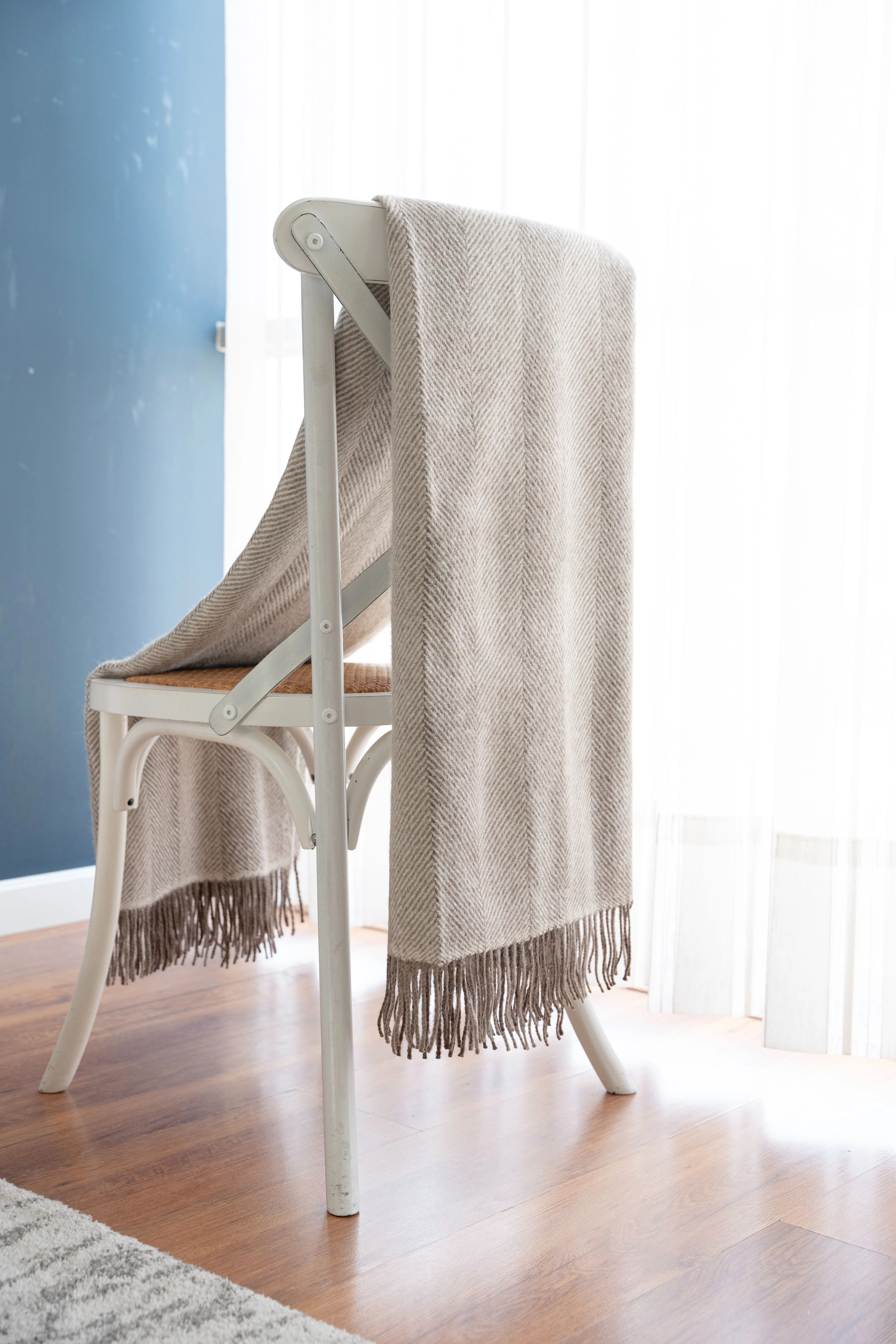 Striped Herringbone 100% Alpaca Blanket - Image 4