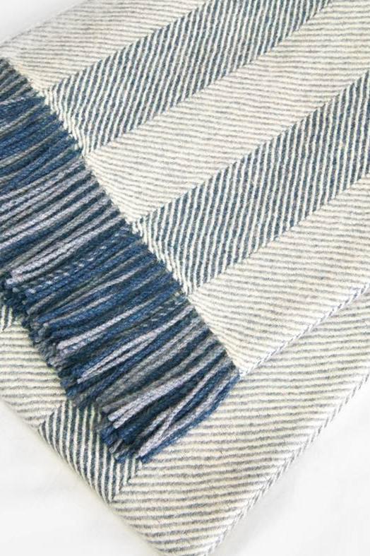 Striped Herringbone 100% Alpaca Blanket - Image 7