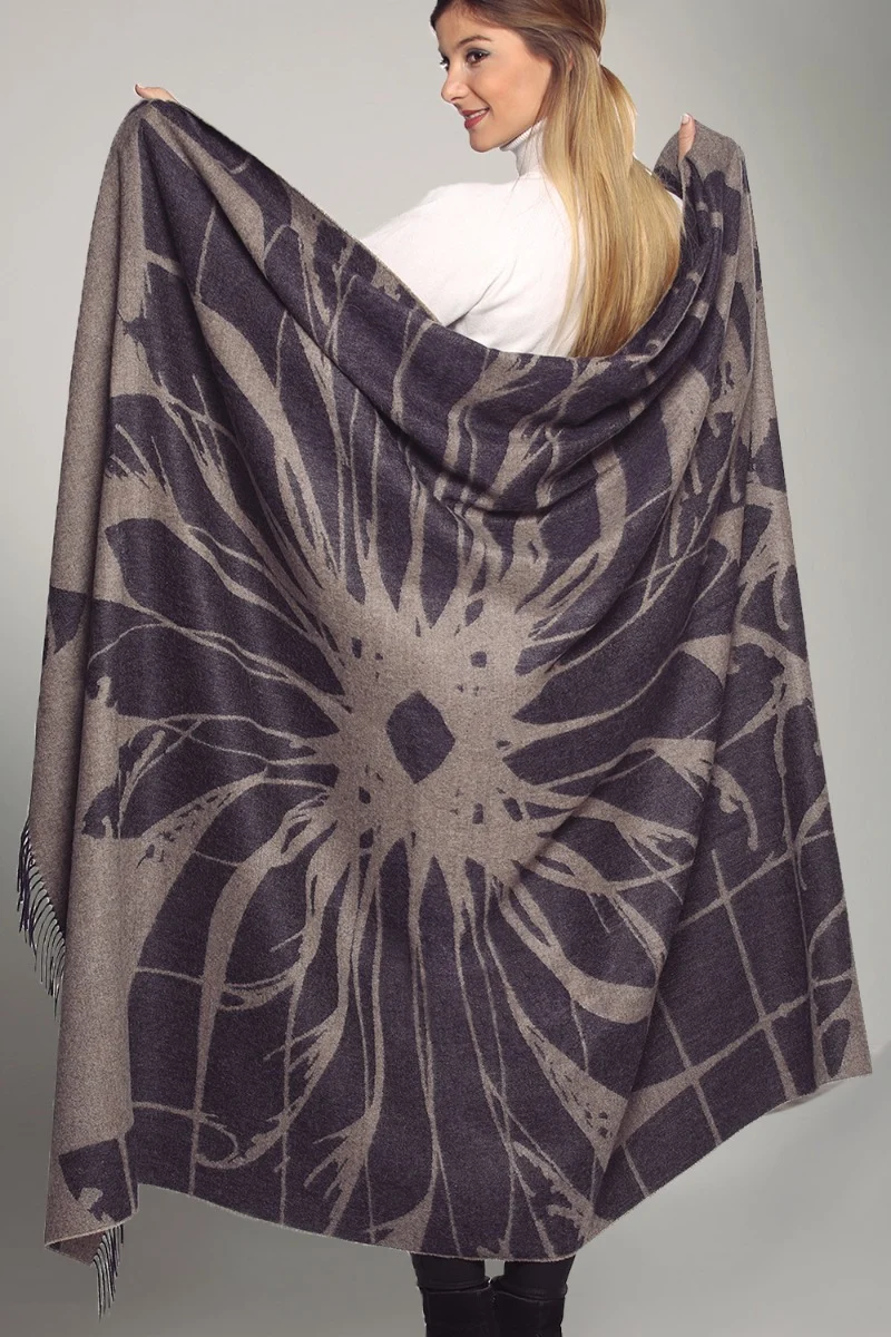 100% Baby Alpaca Flower Print Throw - Image 6