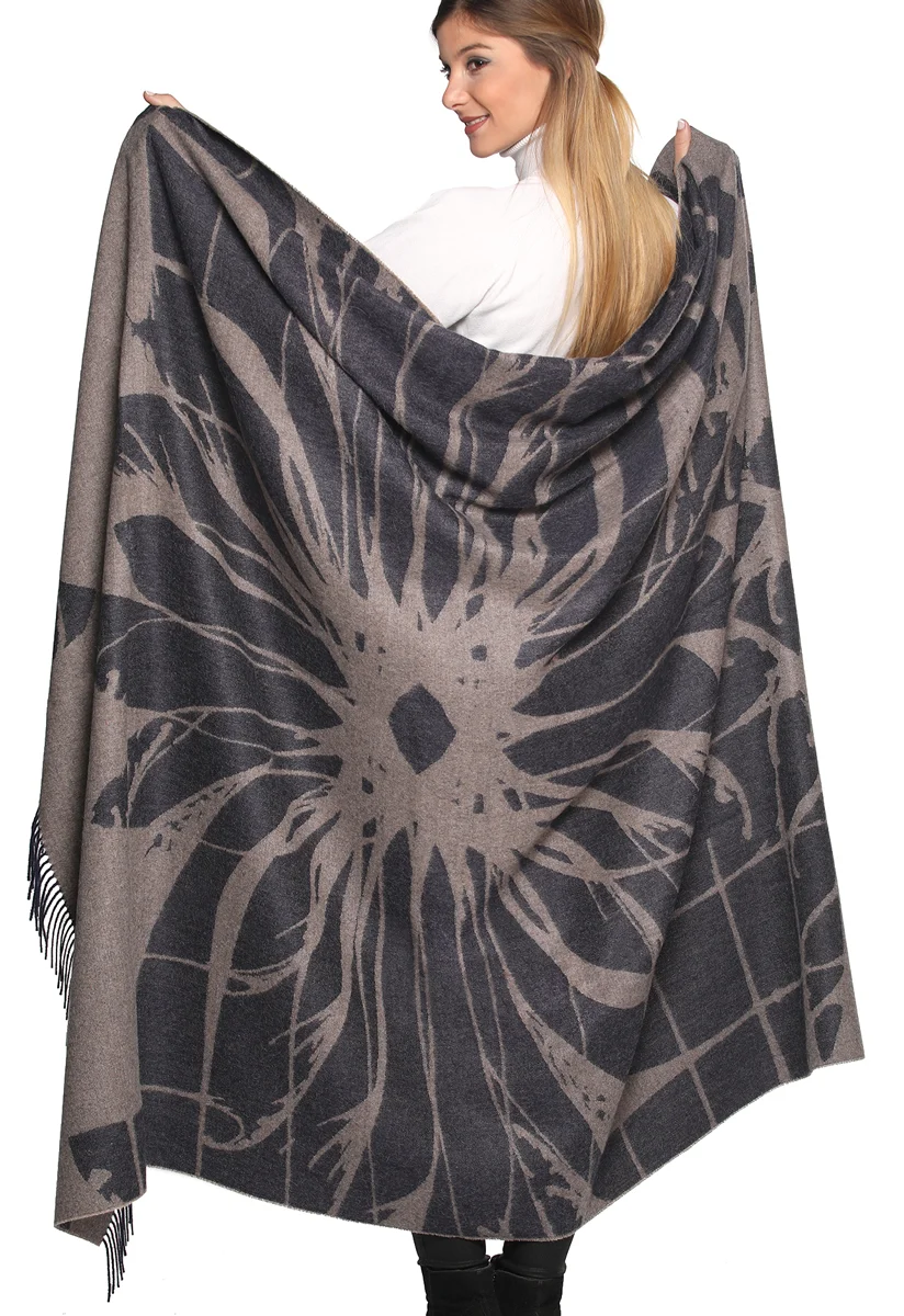Flower Print 100% Baby Alpaca Blanket - Image 4