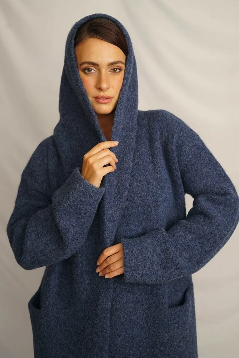 Belen Hooded Knit Alpaca Coat / Long Cardigan - Image 5