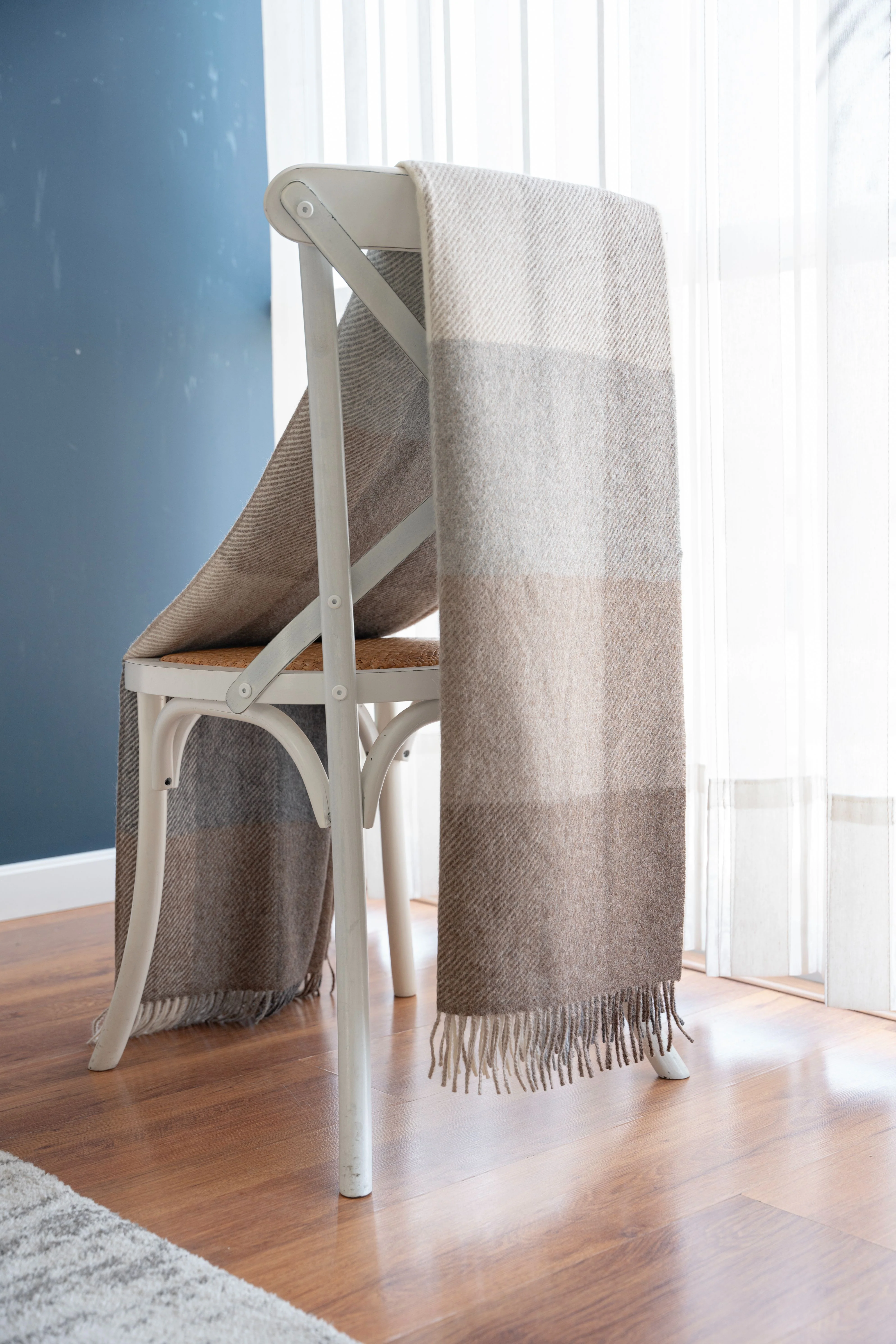 Check Pattern Natural Color 100% Alpaca Throw - Image 3