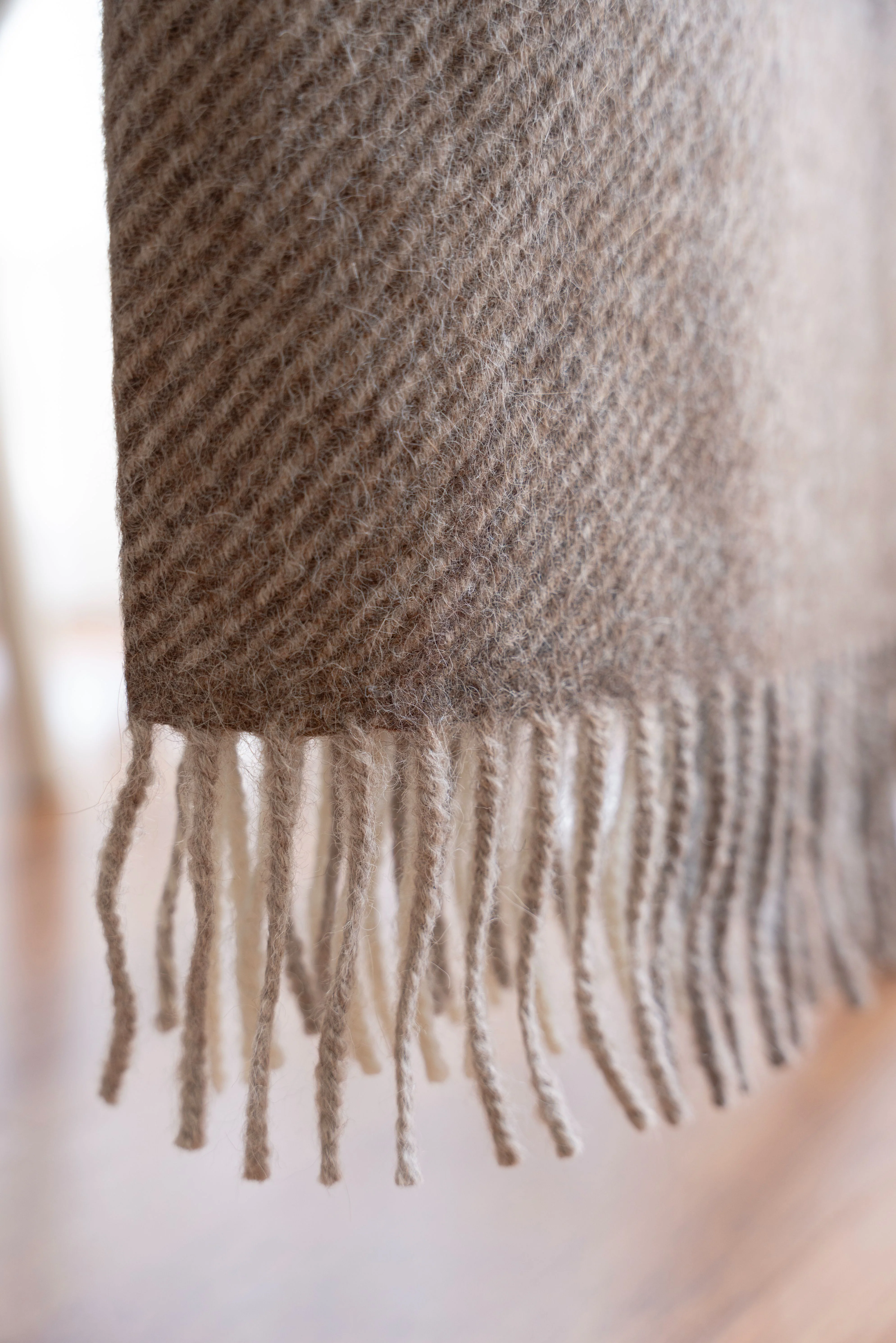 Check Pattern Natural Color 100% Alpaca Throw - Image 5