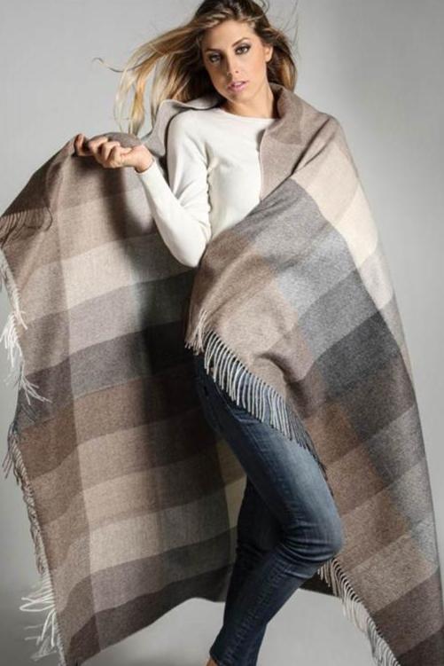 Check Pattern Natural Color 100% Alpaca Throw - Image 6