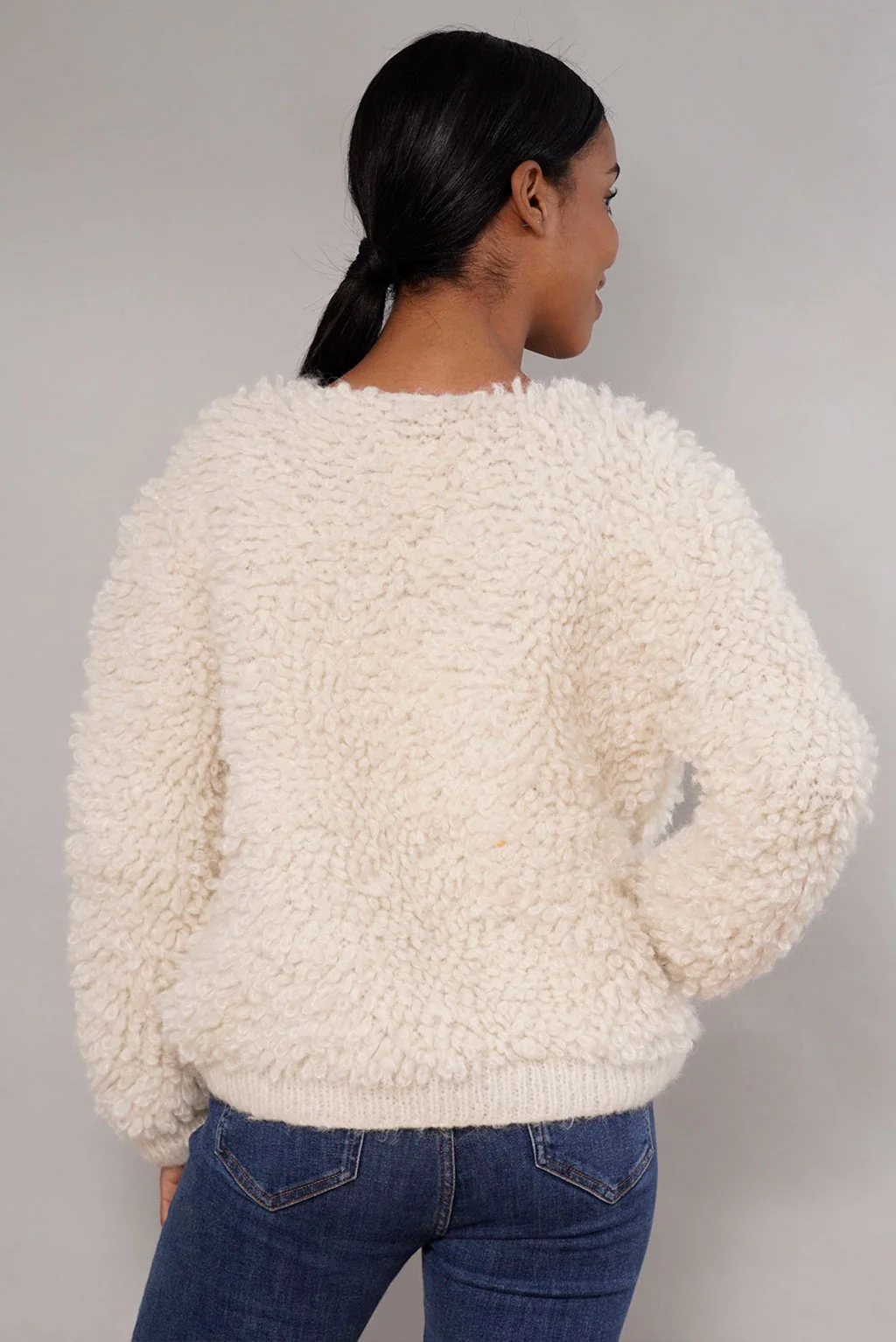 Furry Handknit Alpaca Cardigan - Image 7