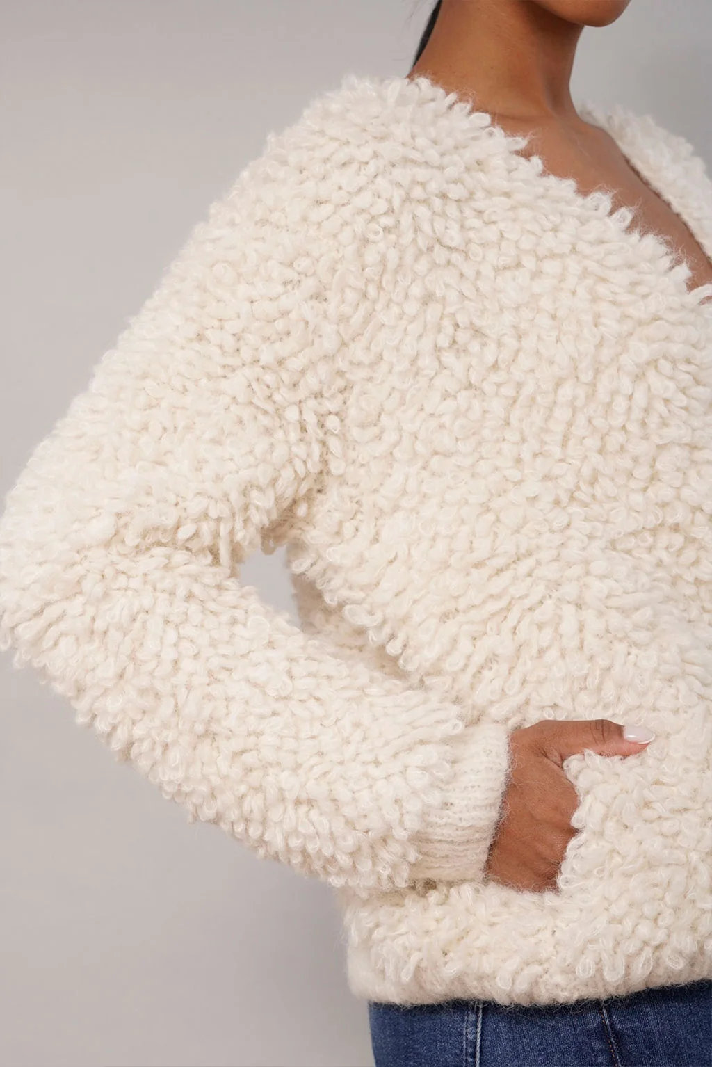 Furry Handknit Alpaca Cardigan - Image 8
