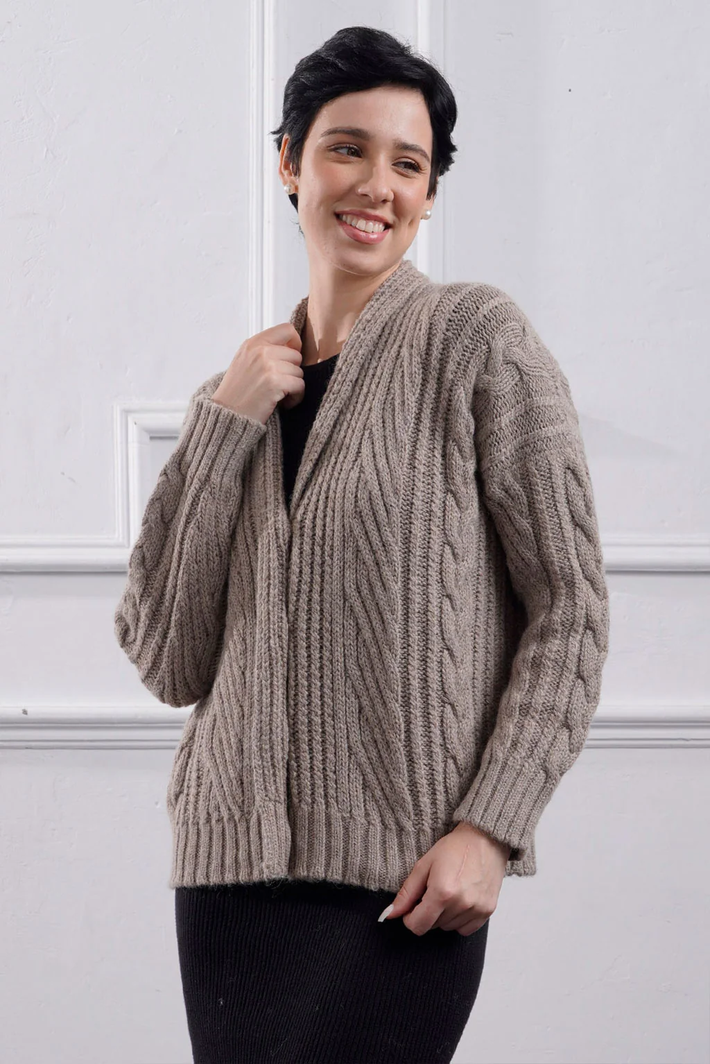 Kara Cable Knit Baby Alpaca Cardigan - Image 20