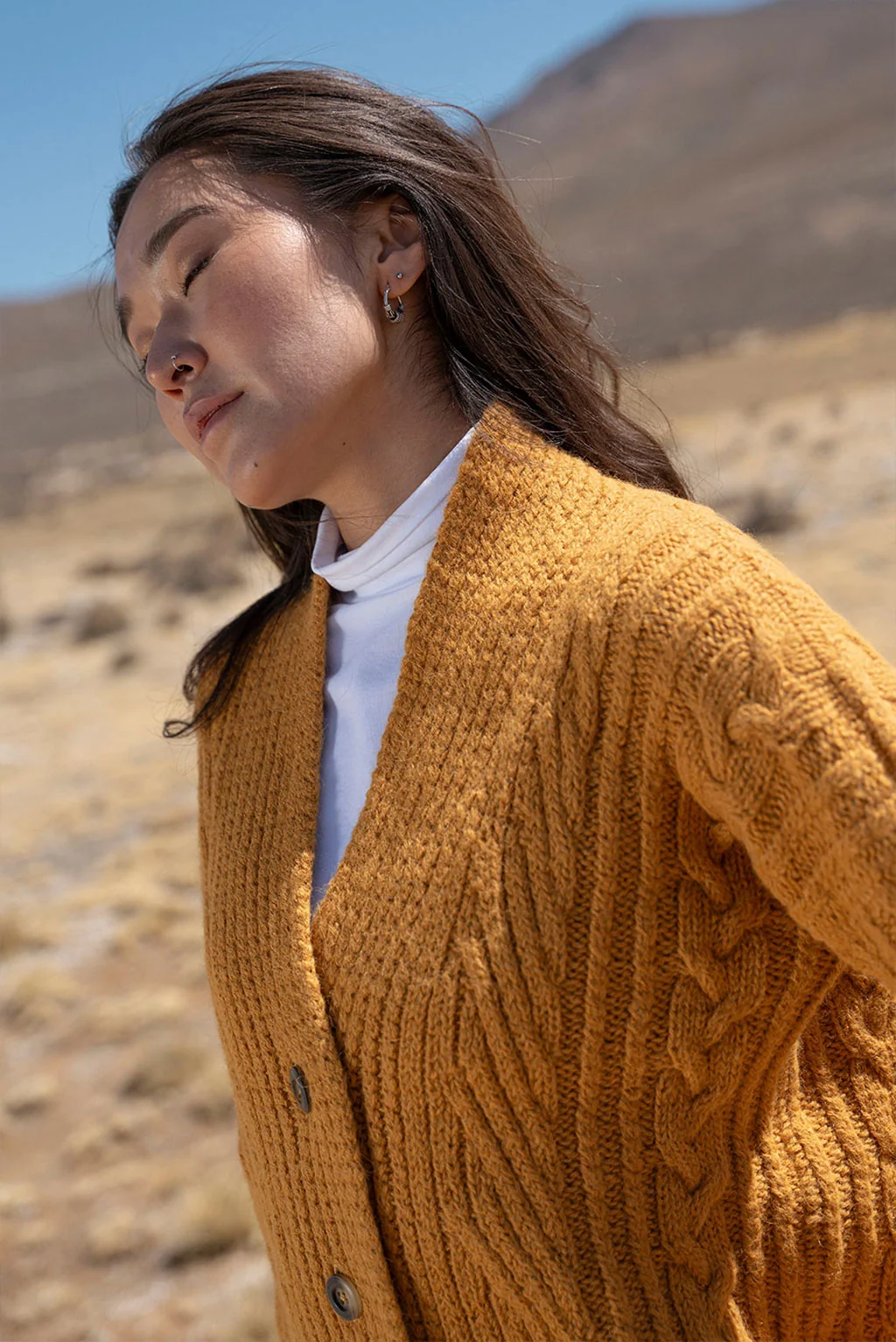 Kara Cable Knit Baby Alpaca Cardigan - Image 13