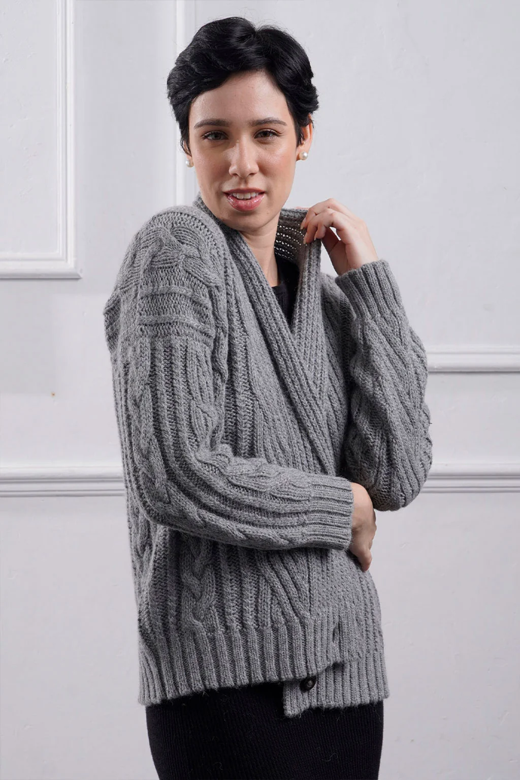 Kara Cable Knit Baby Alpaca Cardigan - Image 4