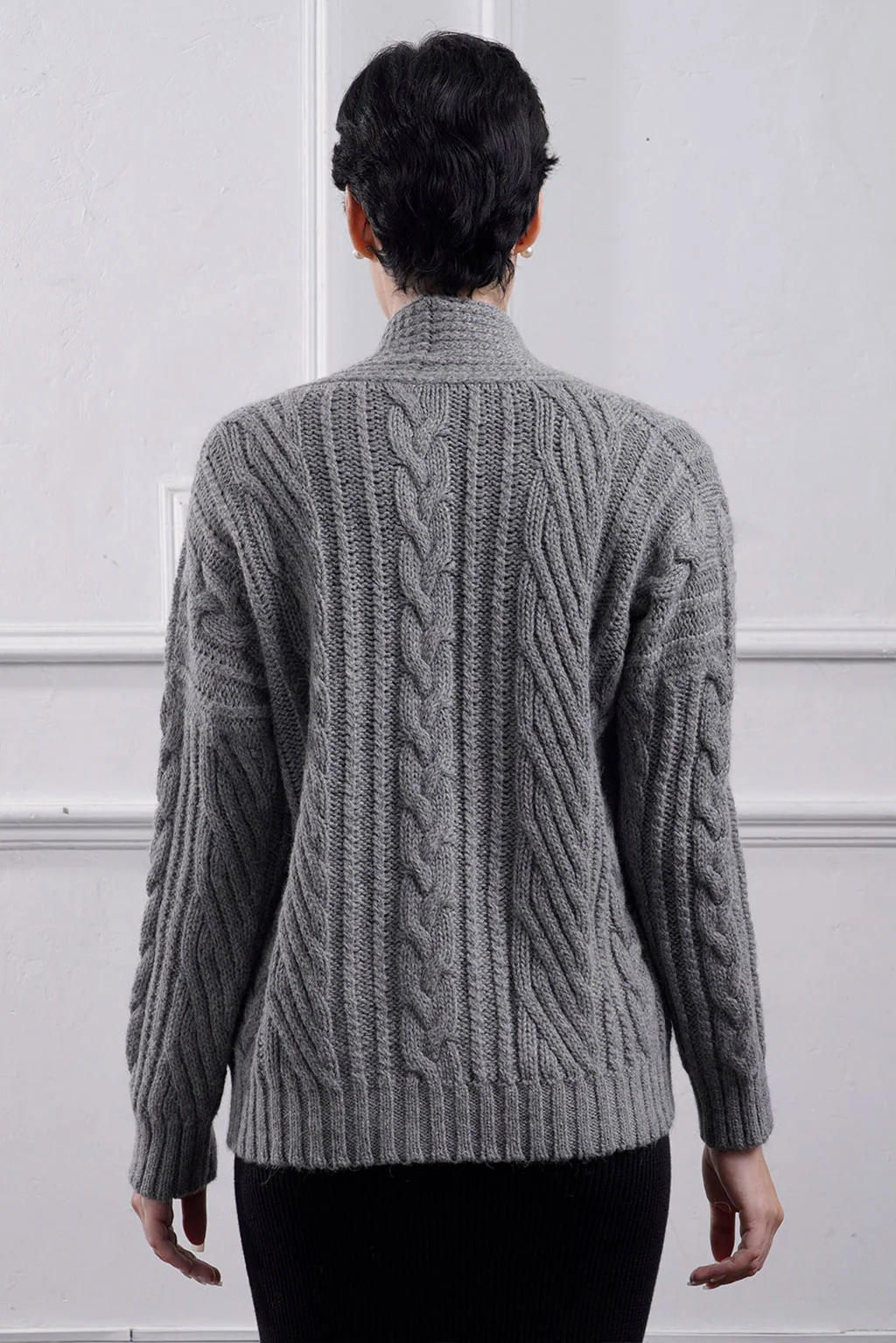 Kara Cable Knit Baby Alpaca Cardigan - Image 6