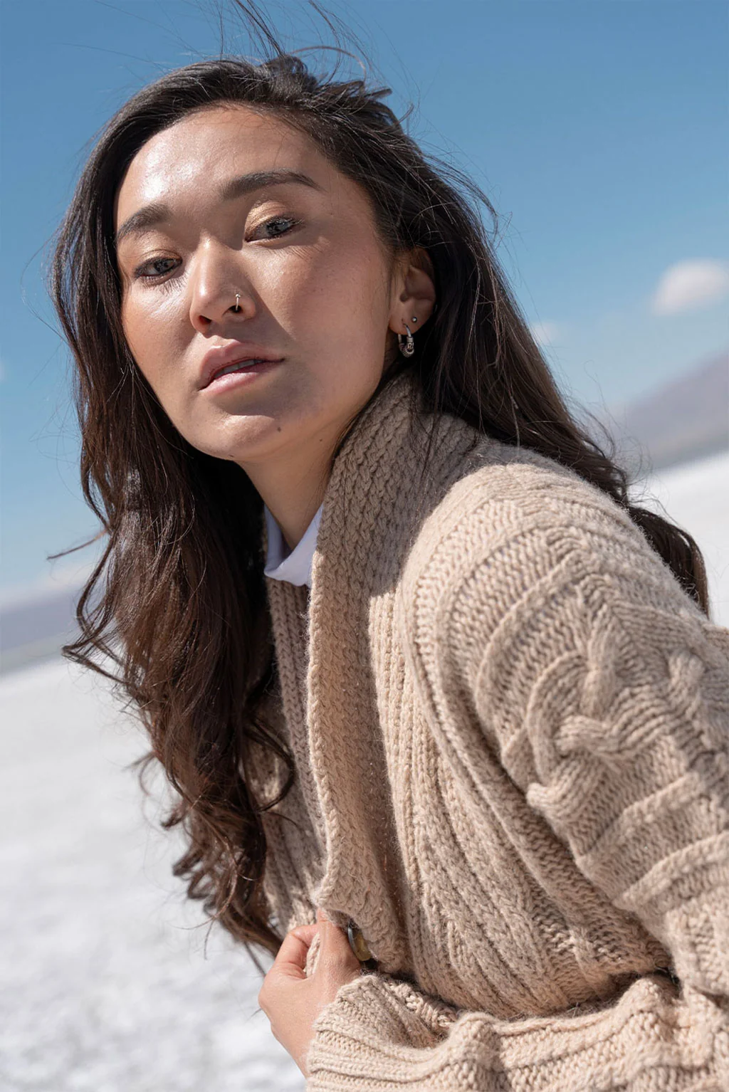 Kara Cable Knit Baby Alpaca Cardigan - Image 10