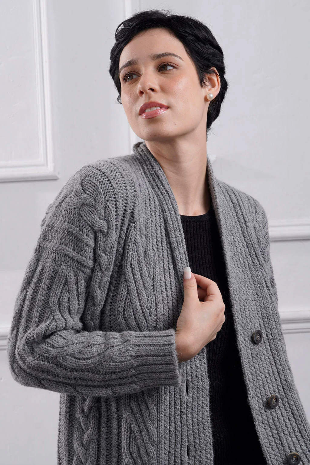Kara Cable Knit Baby Alpaca Cardigan - Image 16