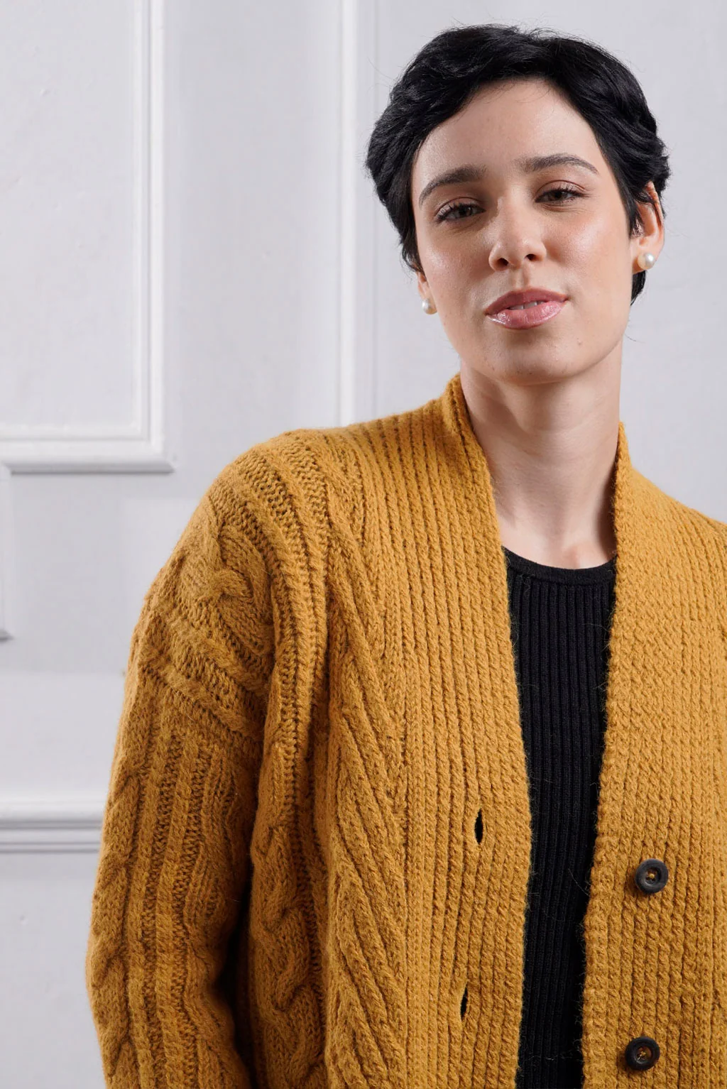 Kara Cable Knit Baby Alpaca Cardigan - Image 11