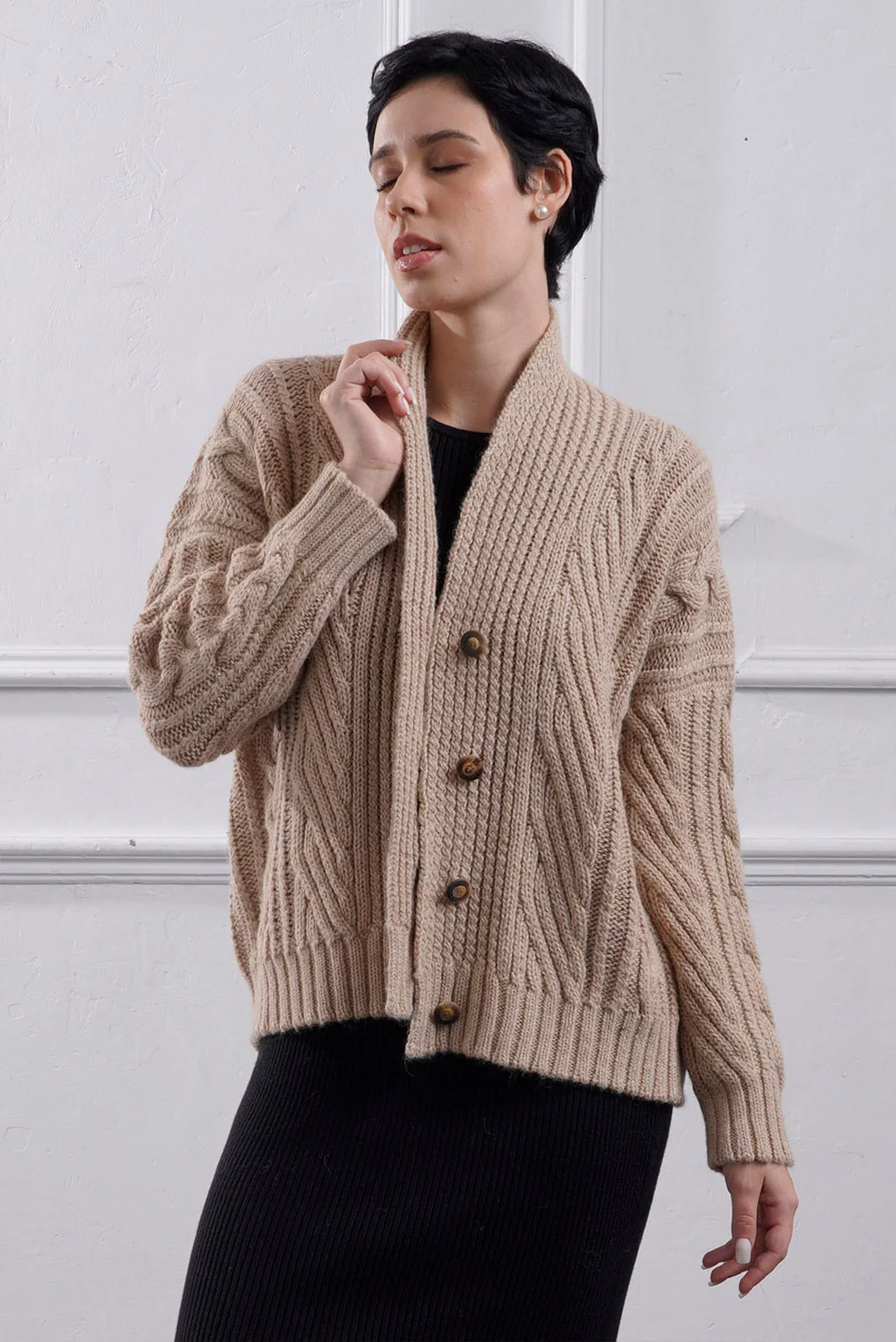 Kara Cable Knit Baby Alpaca Cardigan - Image 18