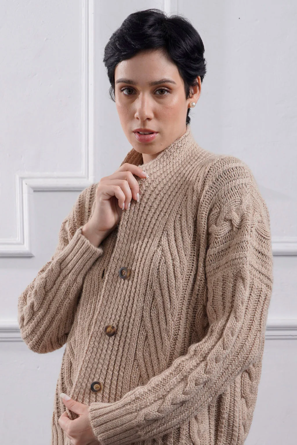 Kara Cable Knit Baby Alpaca Cardigan - Image 19