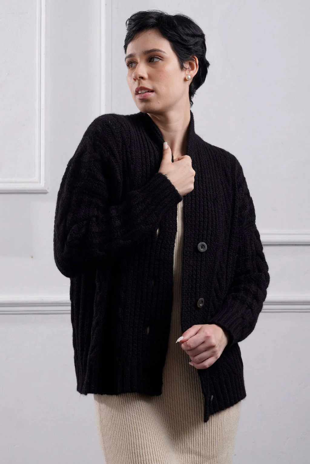 Kara Cable Knit Baby Alpaca Cardigan - Image 17