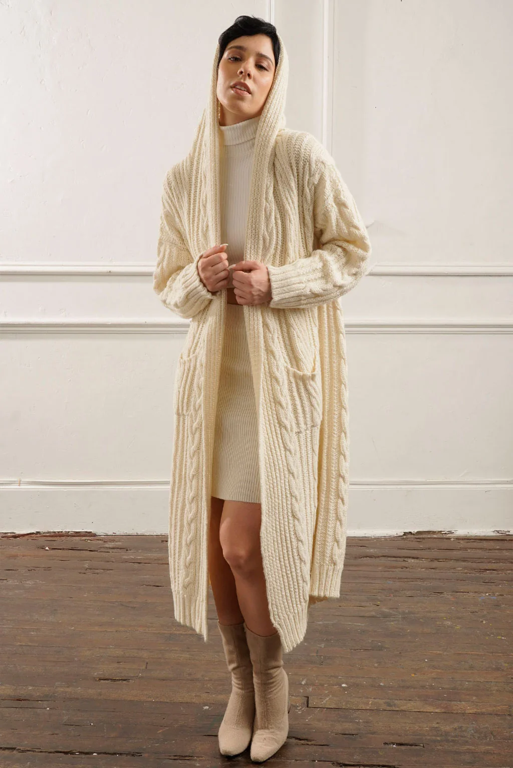 Kendall Cable Knit Baby Alpaca Cardigan - Image 9