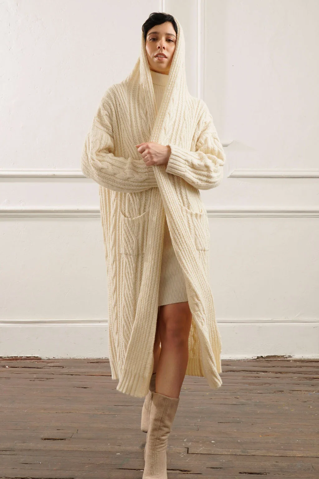 Kendall Cable Knit Baby Alpaca Cardigan - Image 9