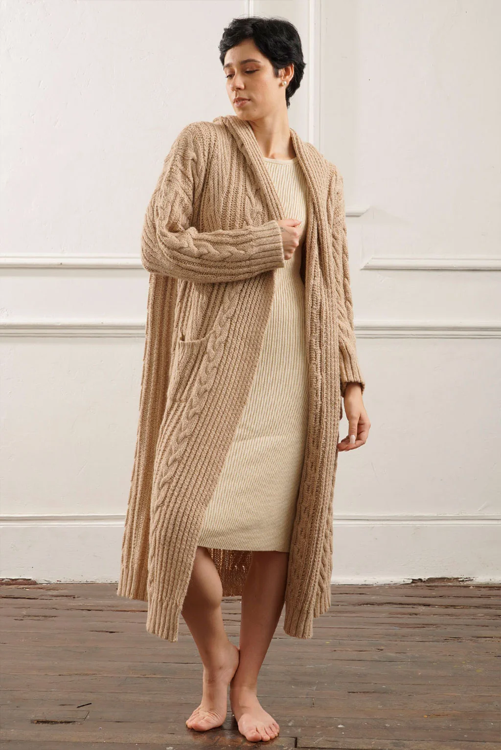 Kendall Cable Knit Baby Alpaca Cardigan - Image 5