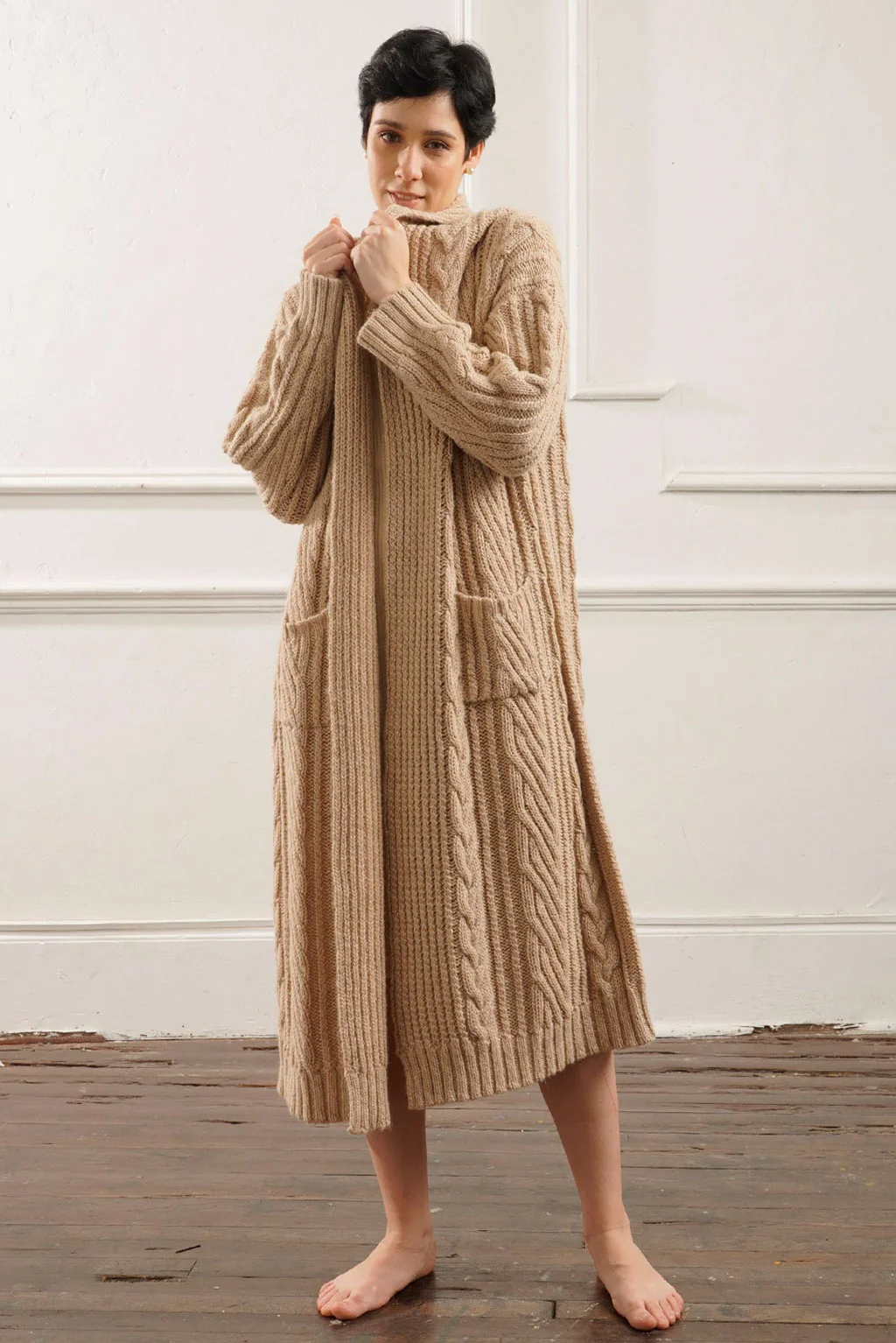 Kendall Cable Knit Baby Alpaca Cardigan - Image 2