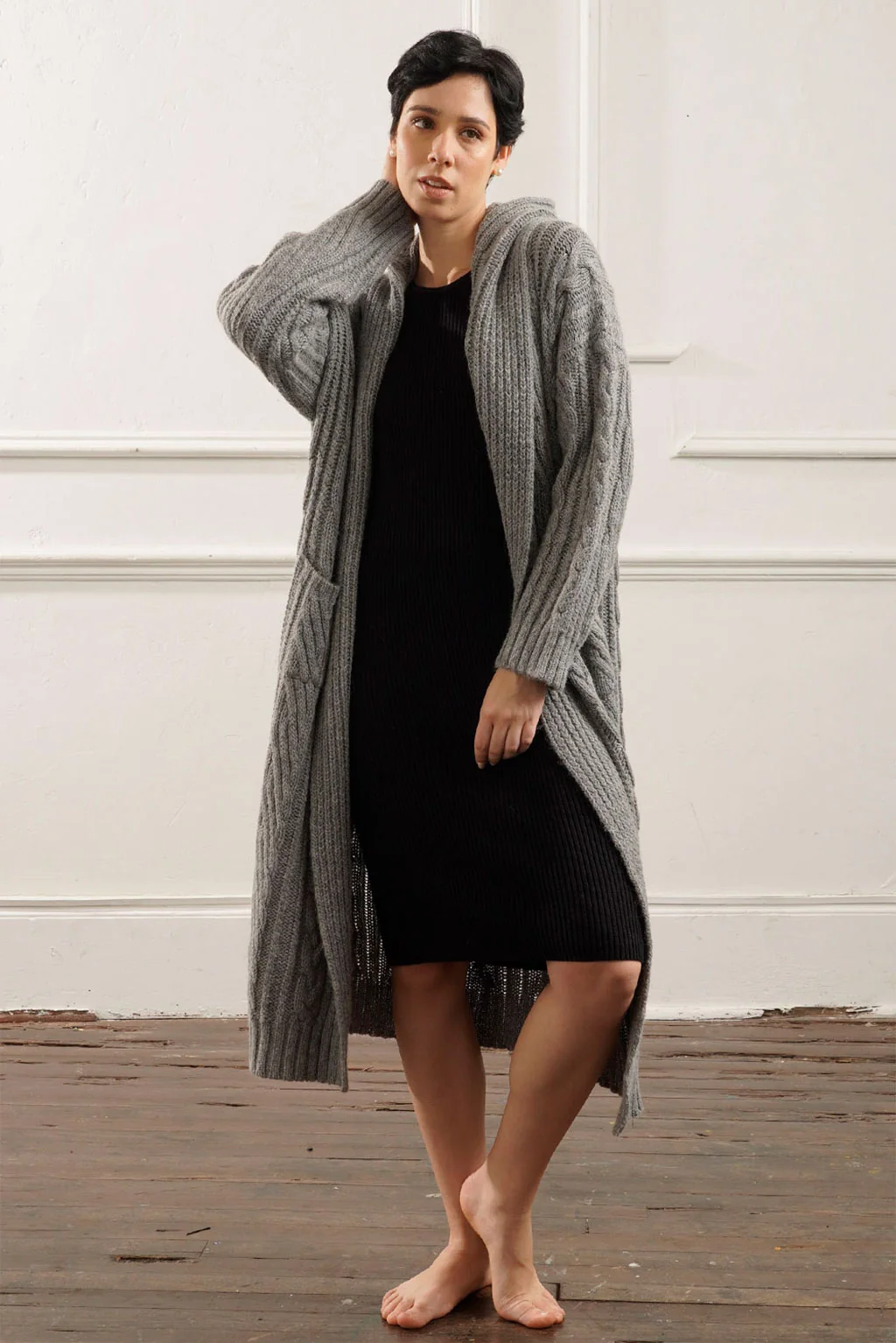 Kendall Cable Knit Baby Alpaca Cardigan - Image 5