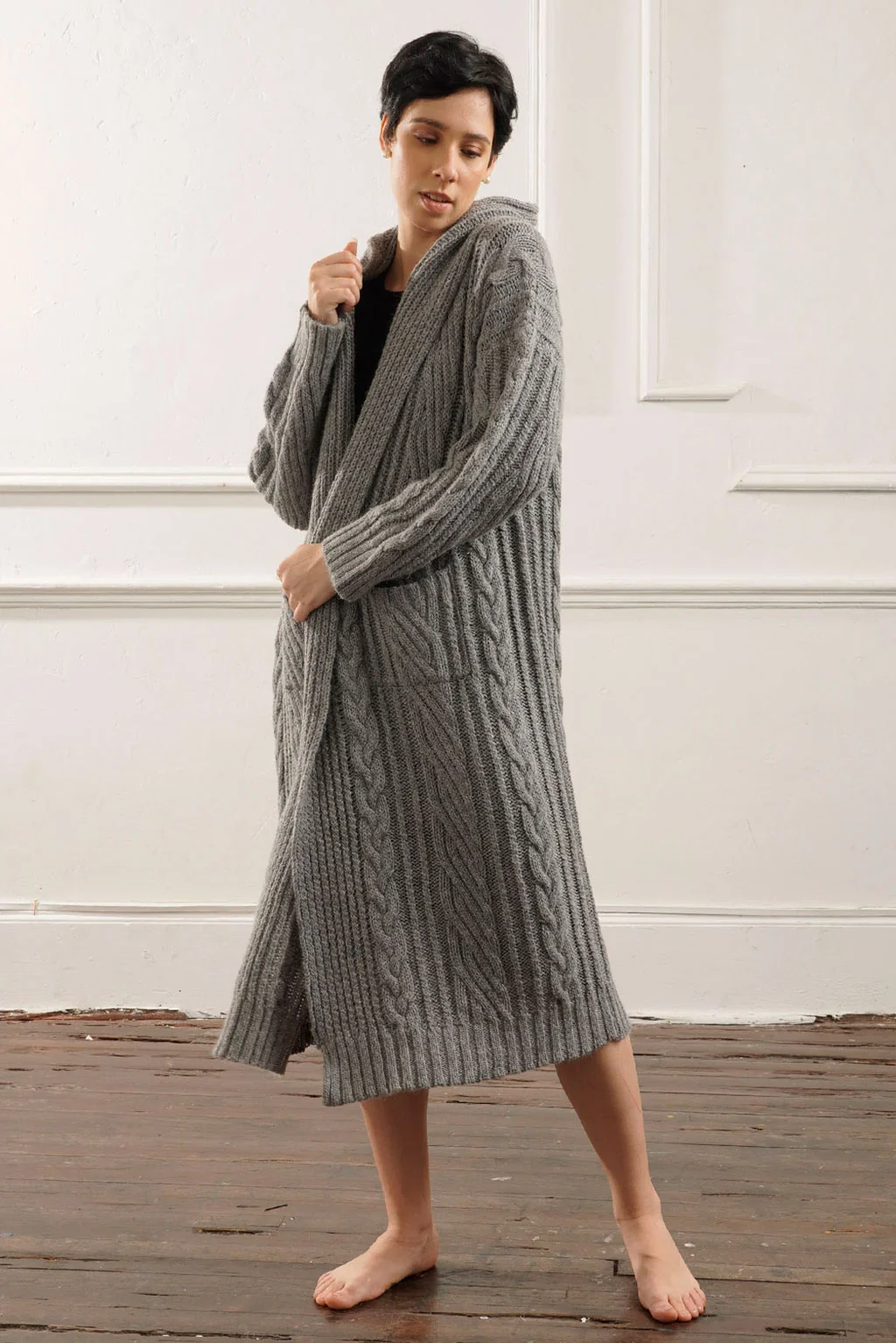 Kendall Cable Knit Baby Alpaca Cardigan - Image 6