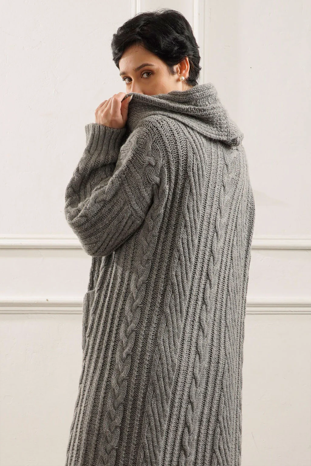 Kendall Cable Knit Baby Alpaca Cardigan - Image 7
