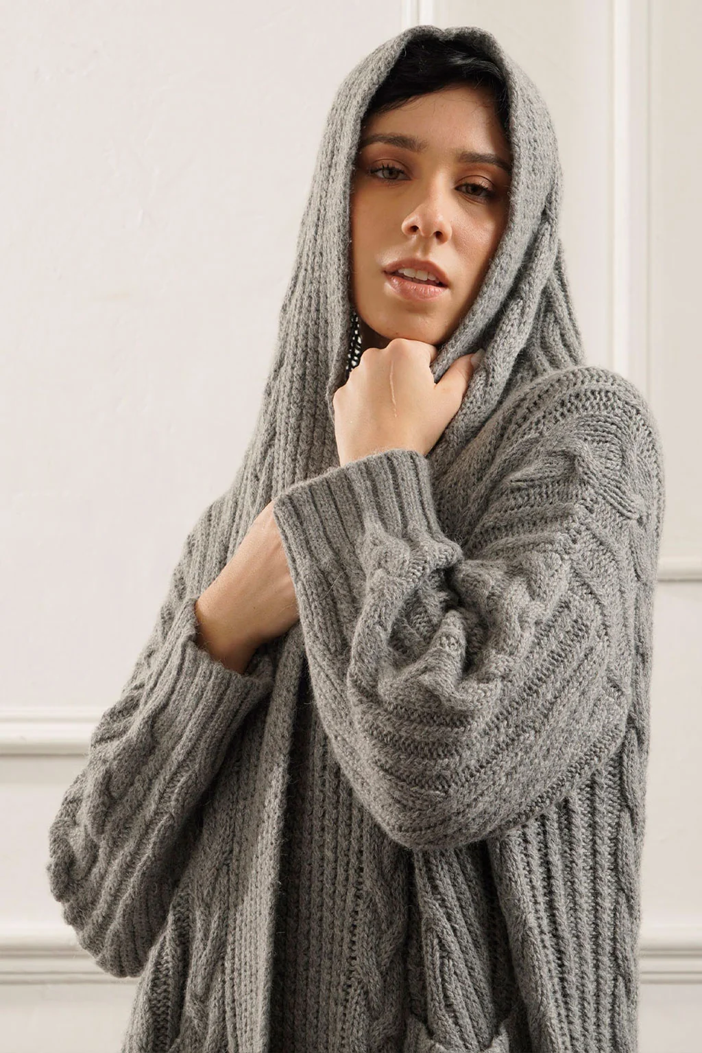 Kendall Cable Knit Baby Alpaca Cardigan - Image 8