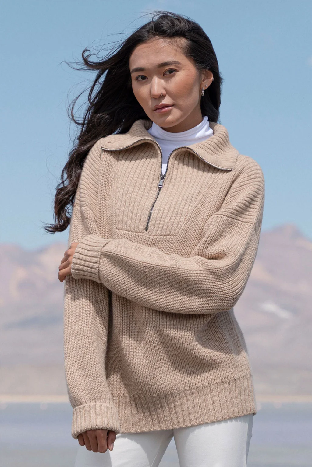 Kim Half-Zip Baby Alpaca Sweater - Image 2