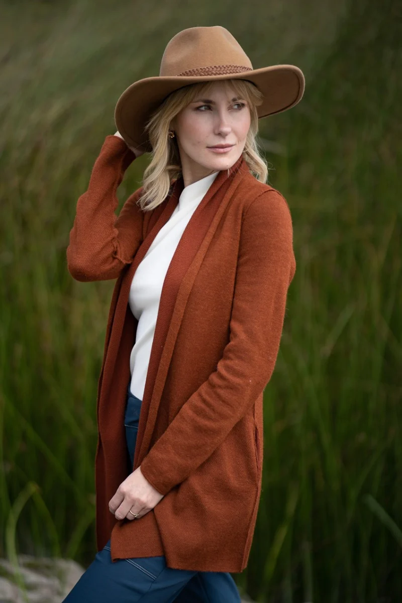 Ladies Pique Stitch Baby Alpaca Cardigan