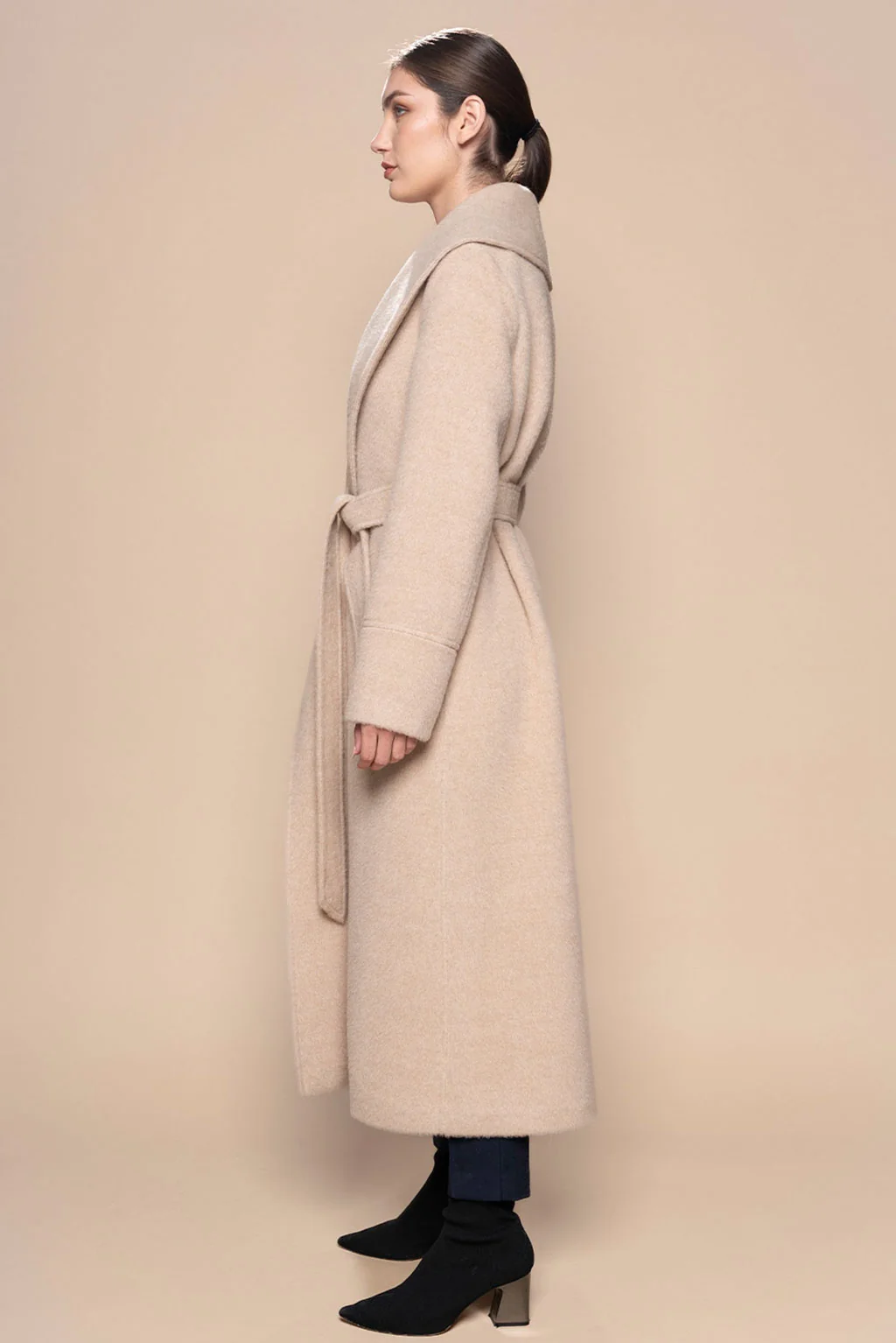 Long Belted Eco Alpaca Coat - Image 5