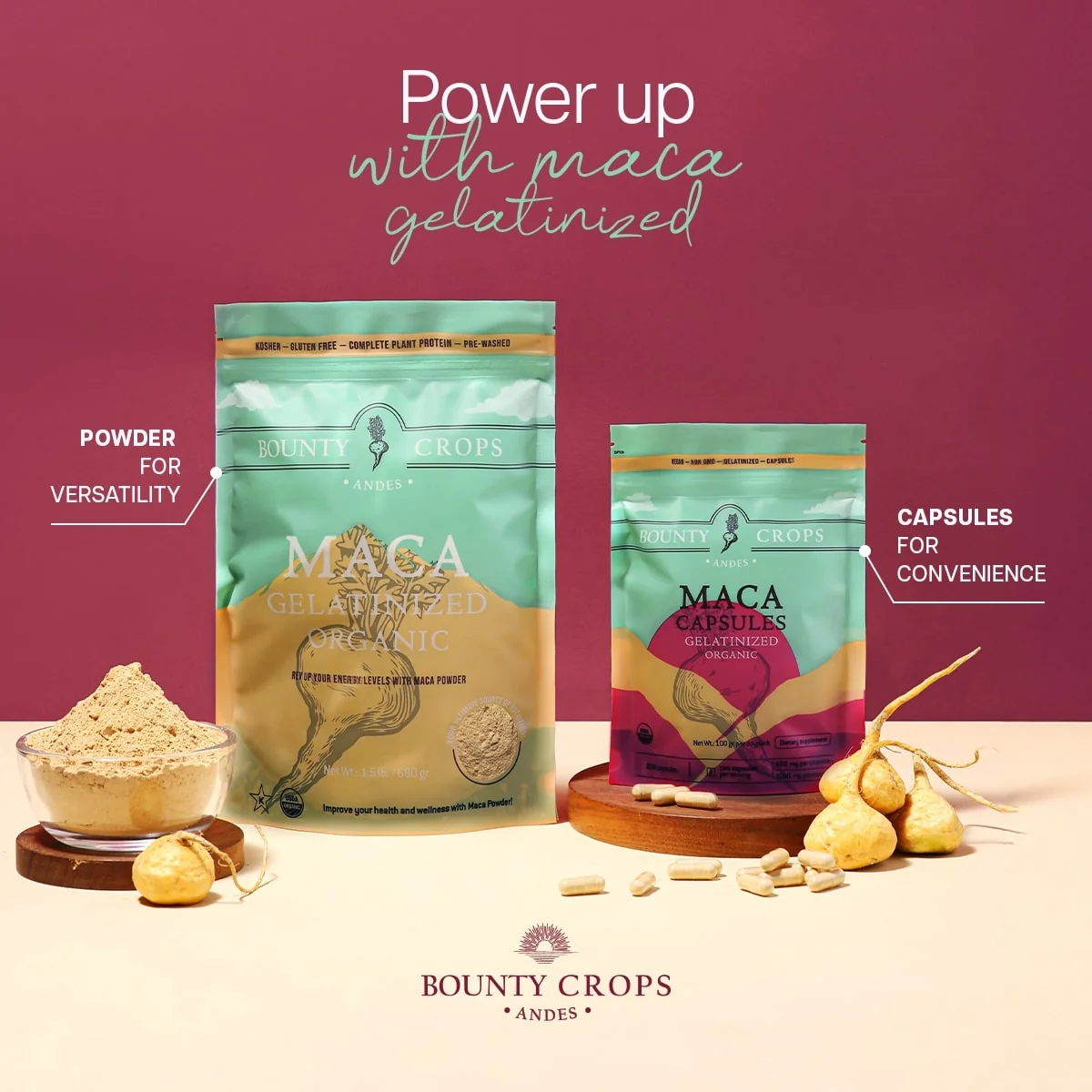 Organic Maca Root Capsules, Gelatinized, 200 units - 500mg. per capsule ($0.11 x capsule) - Image 6