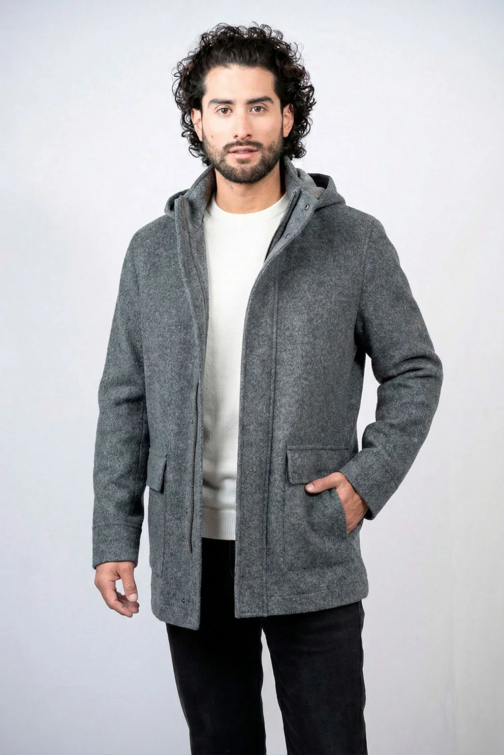 Men’s Hooded Baby Alpaca Jacket - Image 2