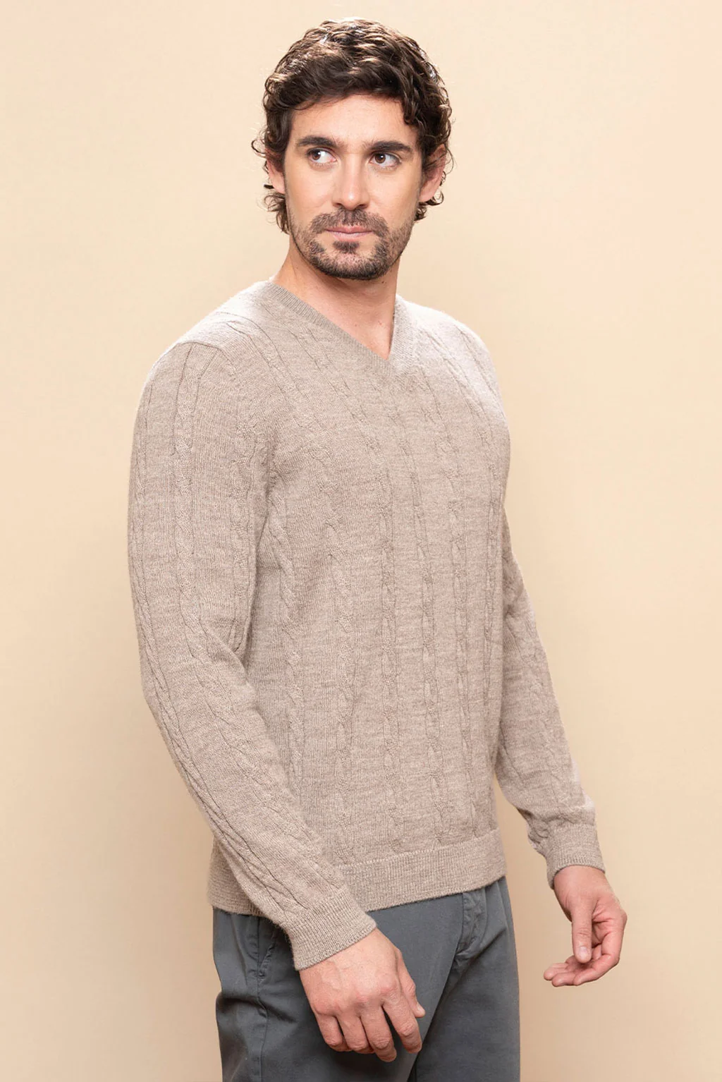 Men’s Braided Baby Alpaca Sweater - Image 6