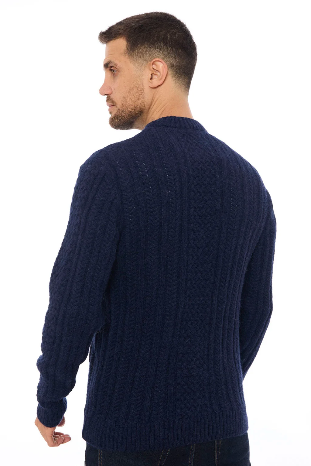 Men's Cable Baby Alpaca Sweater - Image 8