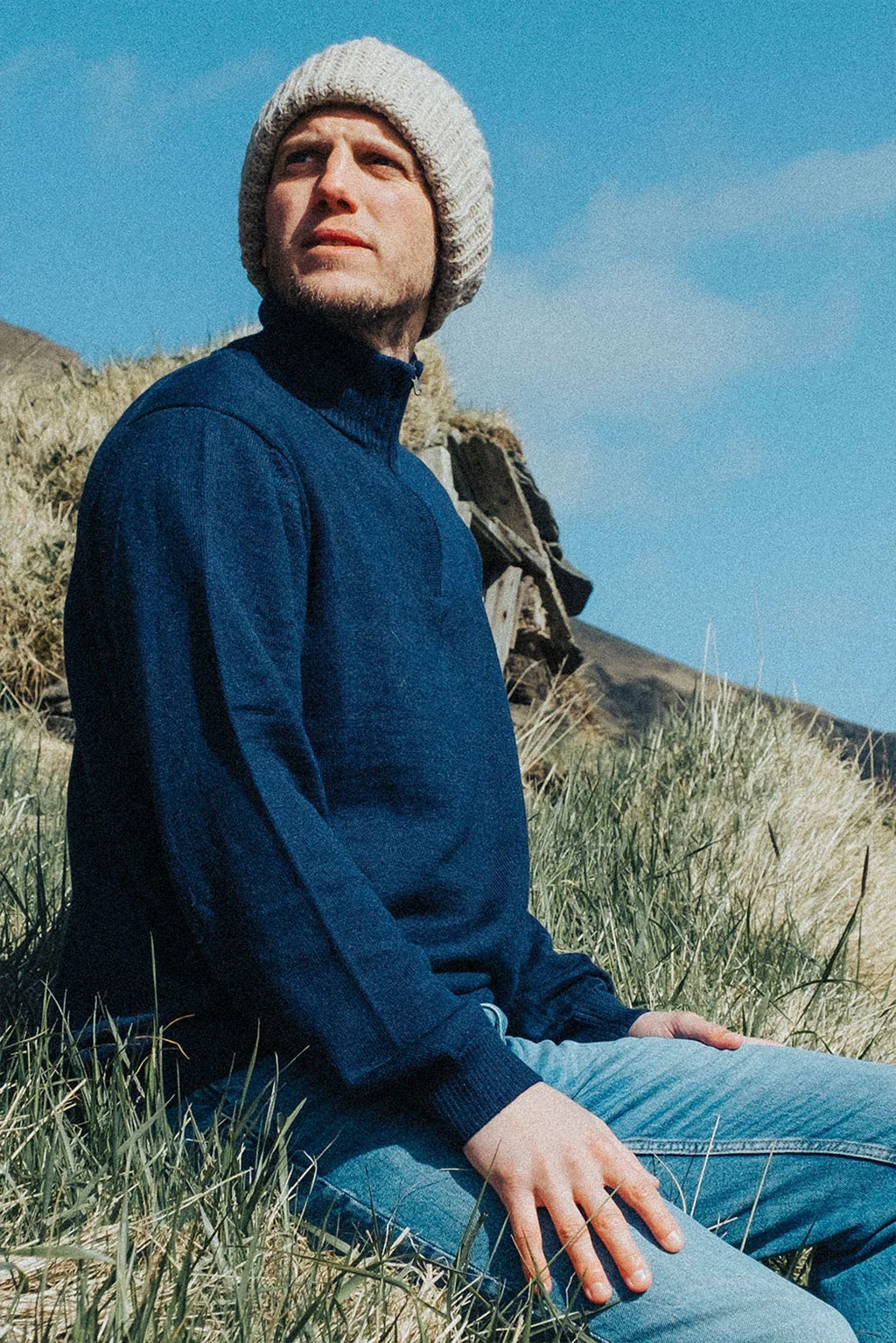 Men's Half-Zip Royal Alpaca Sweater - Image 11