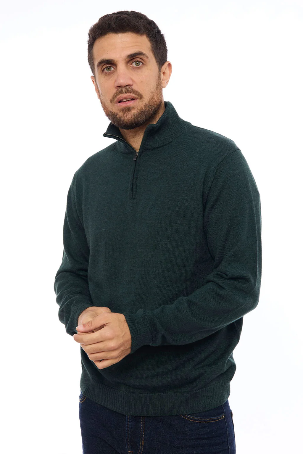 Men's Half-Zip Royal Alpaca Sweater - Image 3