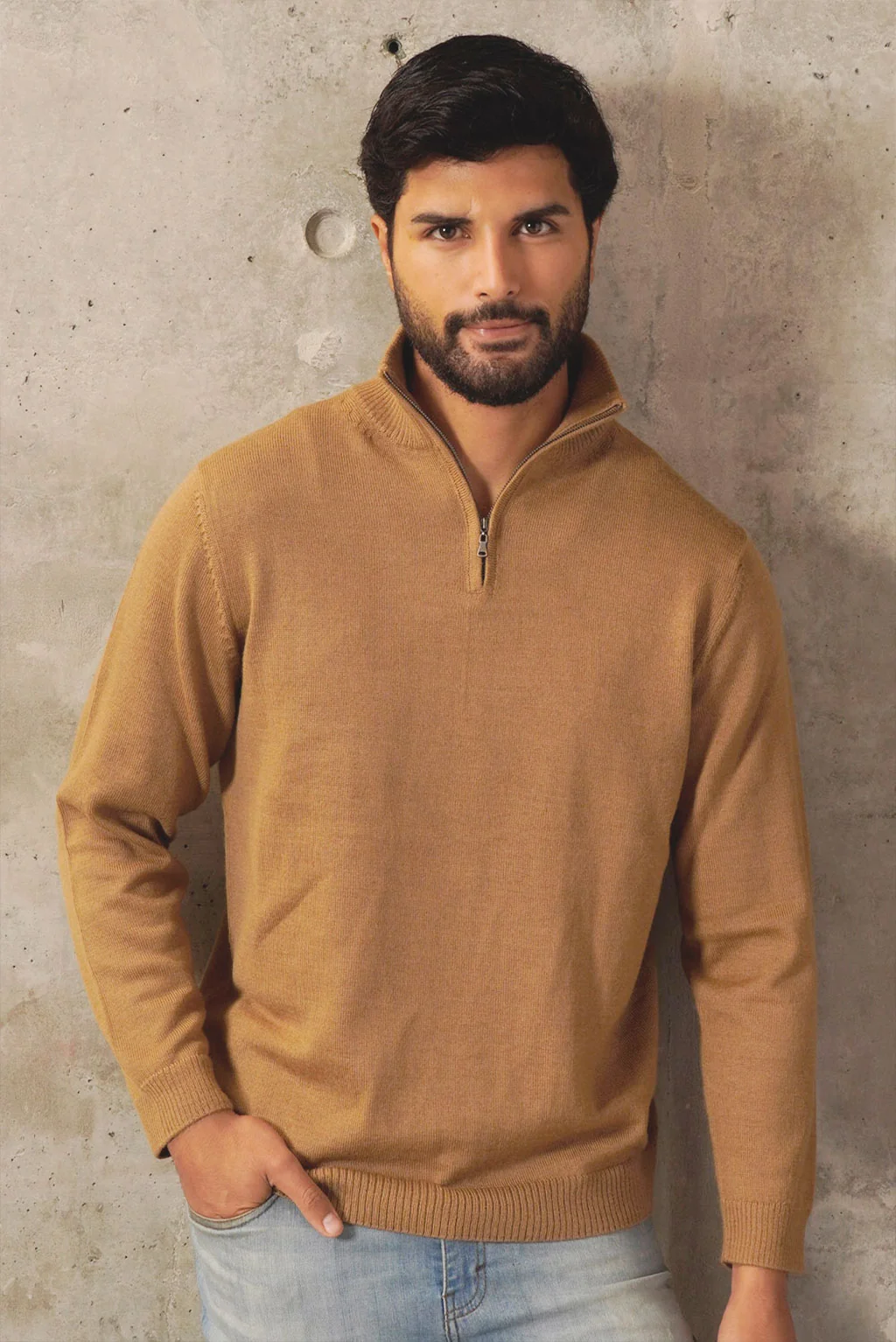 Men's Half-Zip Royal Alpaca Sweater - Image 7
