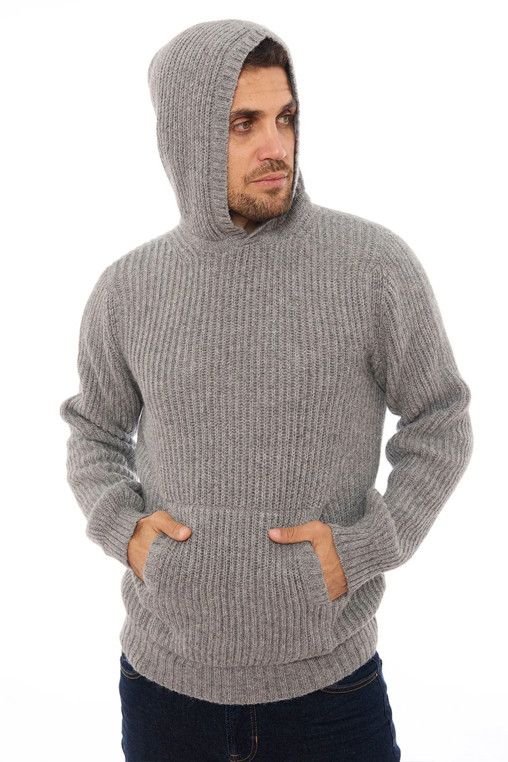 Men's Textured Baby Alpaca Hoodie - Image 9