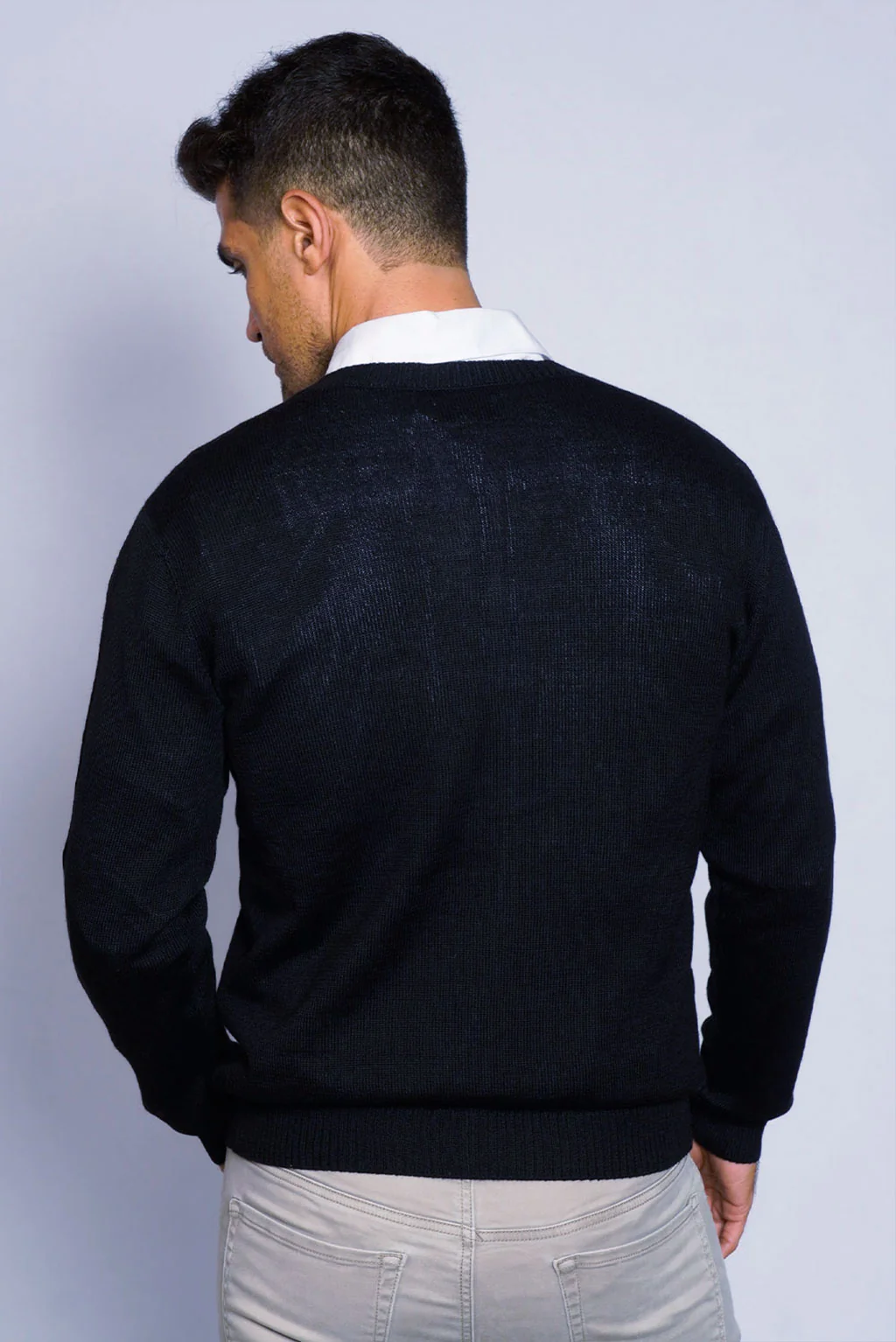 Men's V-Neck Royal Alpaca Sweater - Image 4