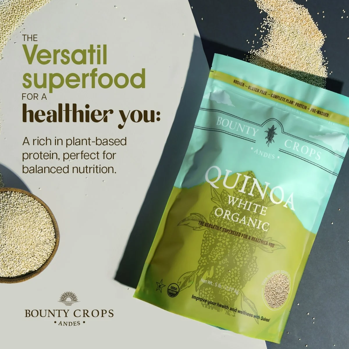 Quinoa Organic White, 5 lb. / 2.27 kg., Complete Protein ($5.18 lb. / $0.32 once) - Image 5