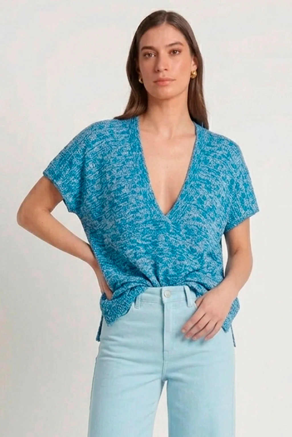 Marled V-Neck Organic Cotton Top - Image 2