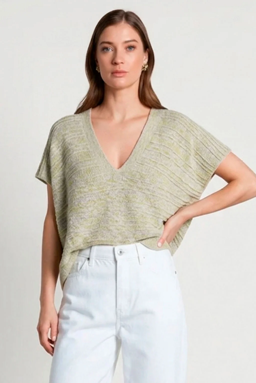 Marled V-Neck Organic Cotton Top - Image 4