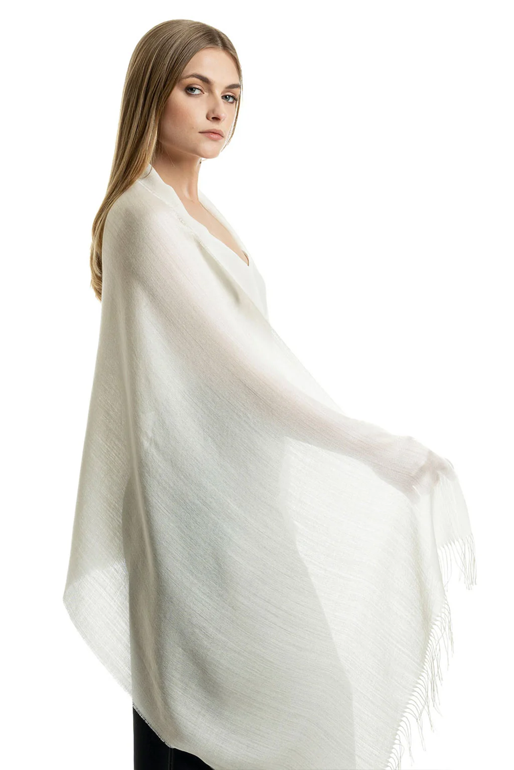 Unicolor Sateen Baby Alpaca & Silk Shawl - Image 7