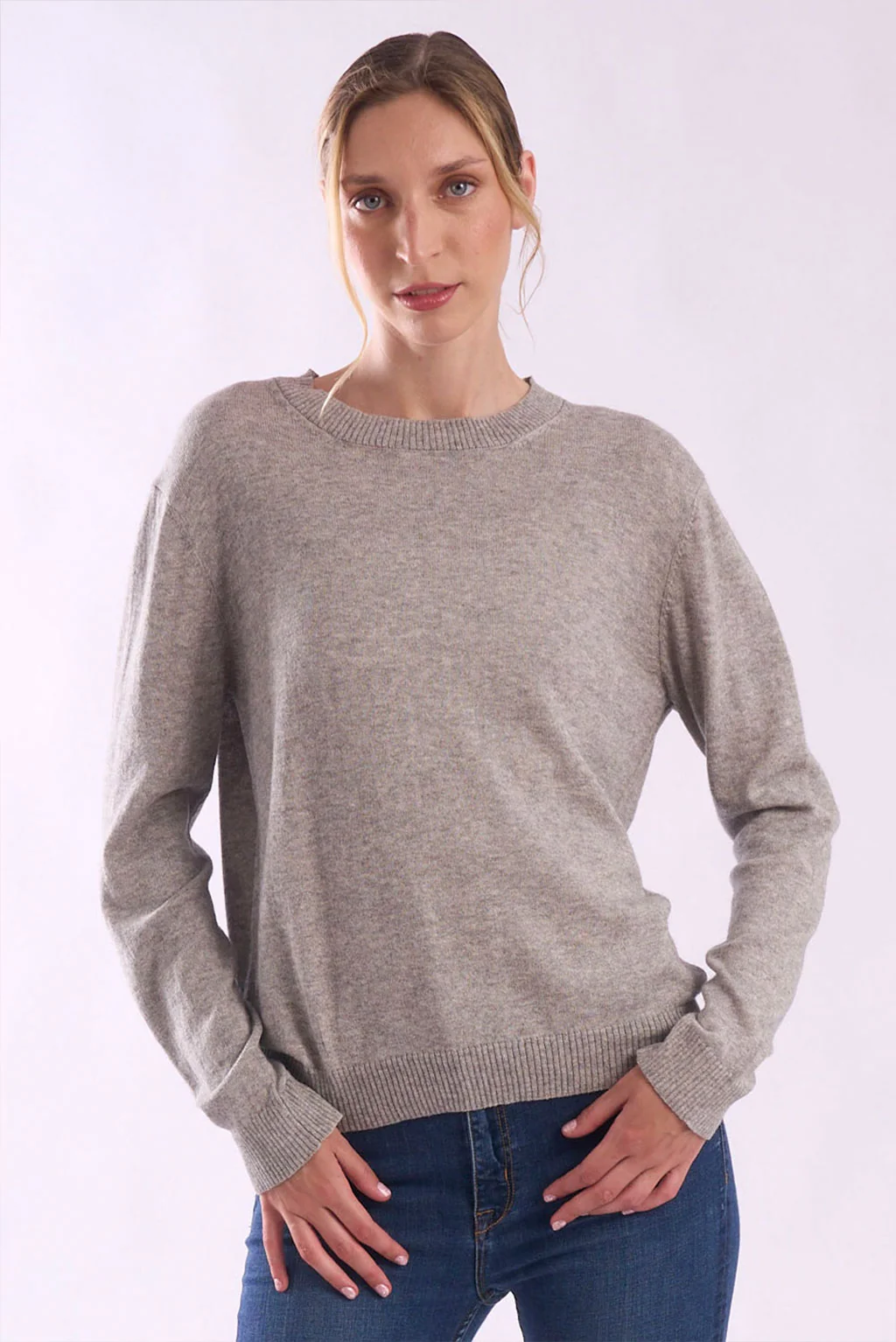 Women's Crew-Neck Cotton & Alpaca Sweater - Image 8
