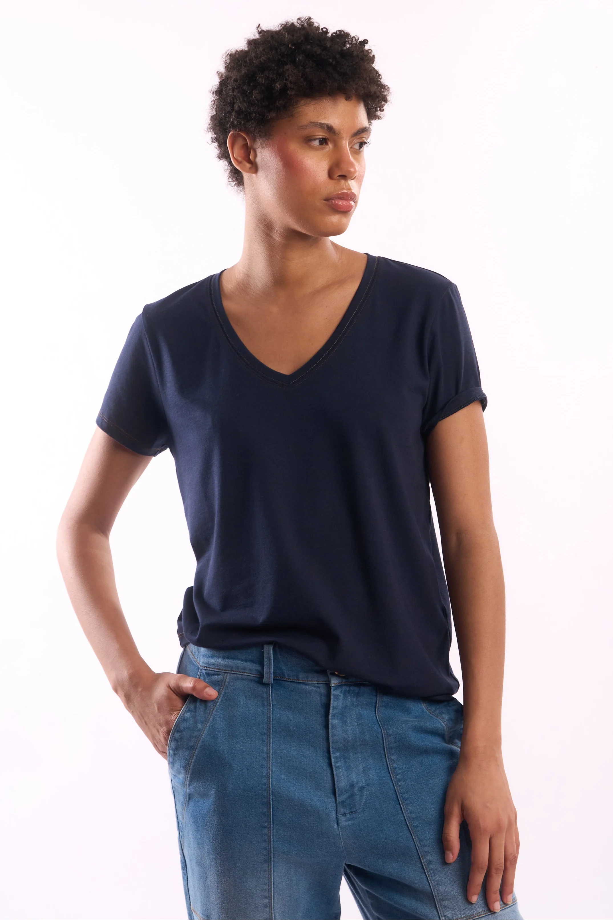 Women's V-Neck Pima Cotton T-Shirt - Image 2