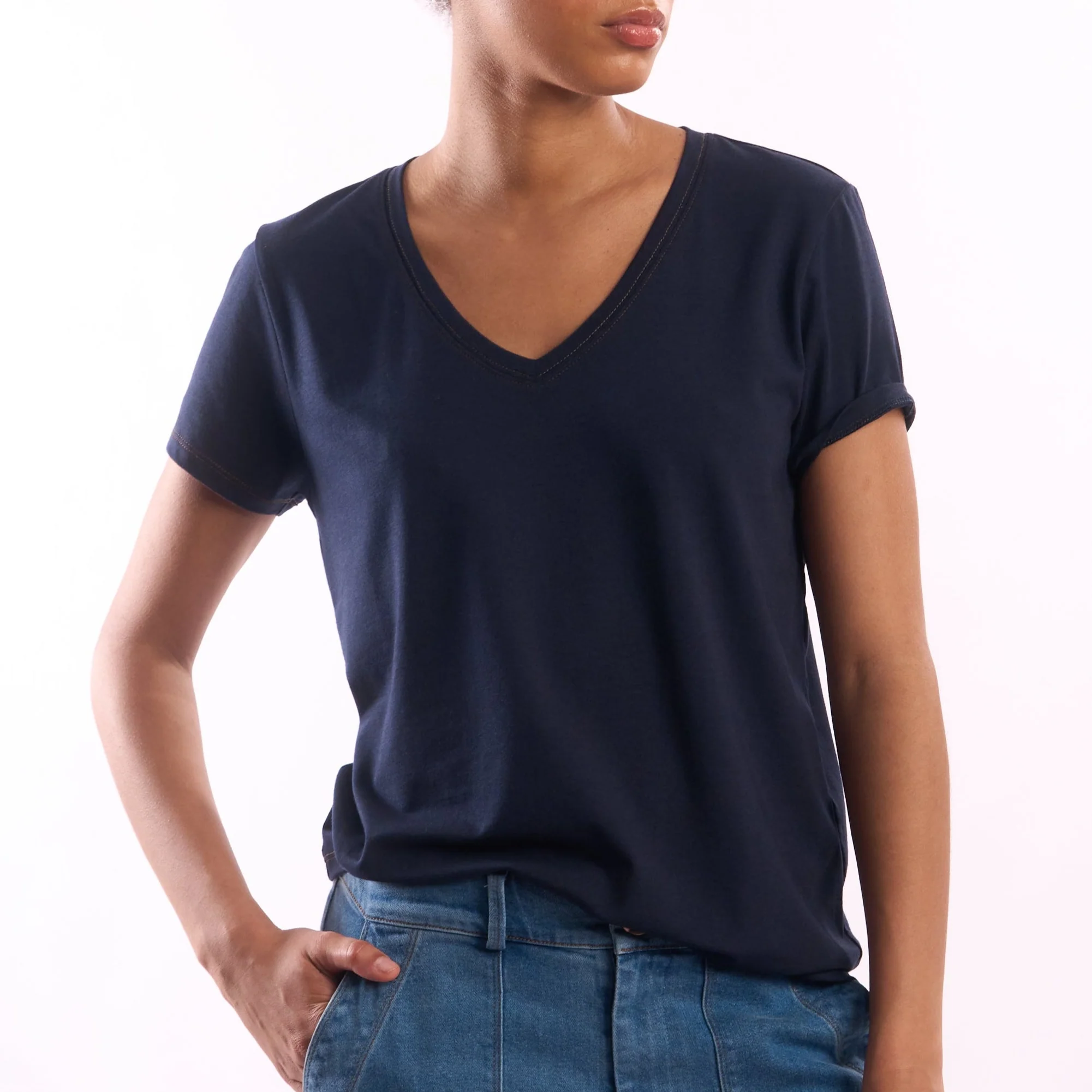 Women's V-Neck Pima Cotton T-Shirt - Image 3